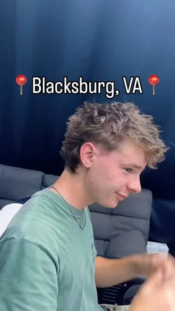 Caleb’s client showing a textured haircut in Blacksburg